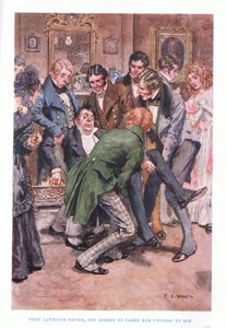 De samlades och kom överens om att bära upp honom till sängs. av Charles Edmund Brock